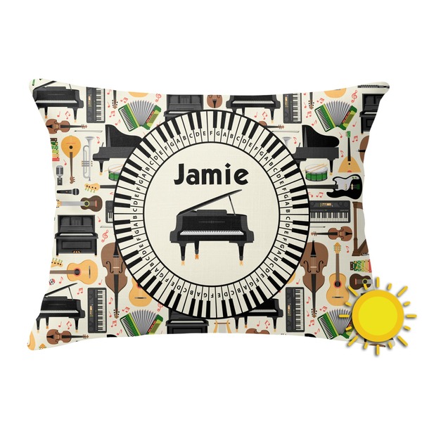 Custom Musical Instruments Outdoor Throw Pillow (Rectangular) (Personalized)