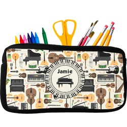 Musical Instruments Neoprene Pencil Case - Small w/ Name or Text