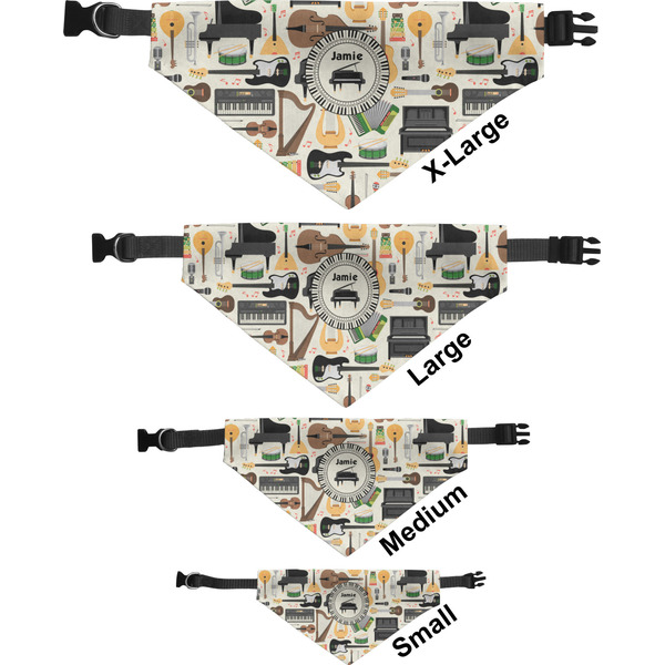 Musical Instruments Pet Bandana Sizes