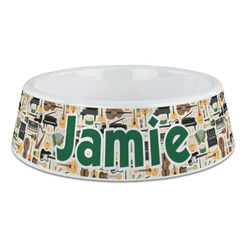 Musical Instruments Plastic Dog Bowl - Large (Personalized)