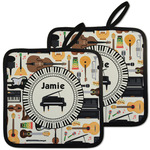 Musical Instruments Pot Holders - Set of 2 w/ Name or Text