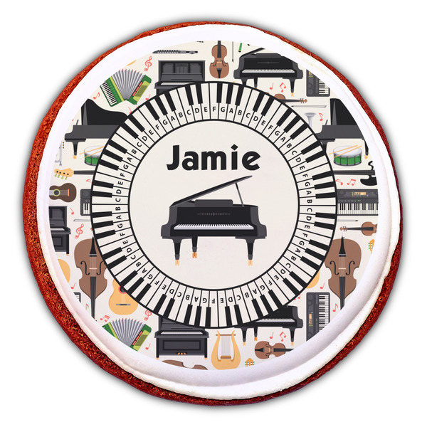 Musical Instruments Printed Icing Circle - Large - On Cookie