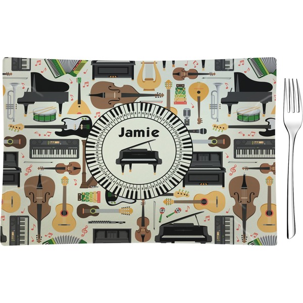 Custom Musical Instruments Rectangular Glass Appetizer / Dessert Plate - Single or Set (Personalized)