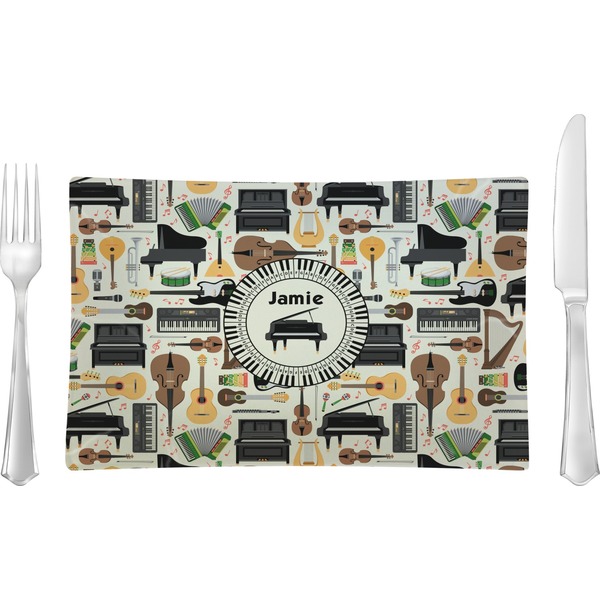 Custom Musical Instruments Rectangular Glass Lunch / Dinner Plate - Single or Set (Personalized)