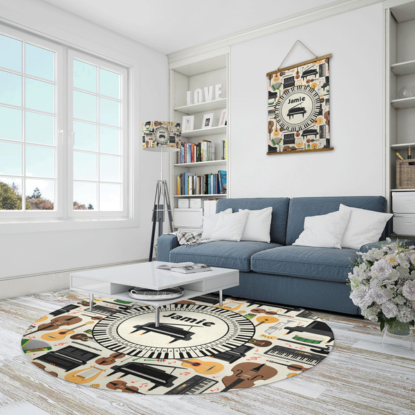 Musical Instruments Round Area Rug - IN CONTEXT