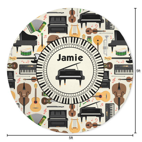 Musical Instruments Round Area Rug - Size