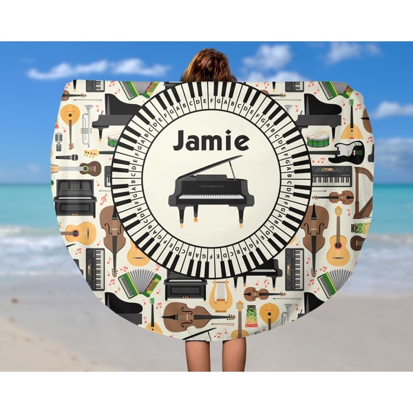 Musical Instruments Round Beach Towel - In Use