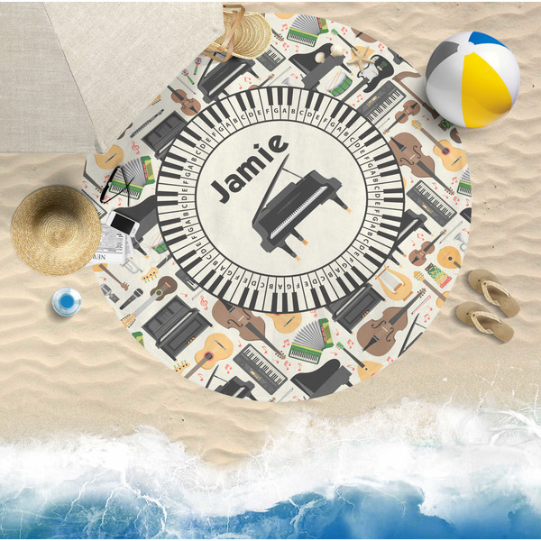 Musical Instruments Round Beach Towel Lifestyle