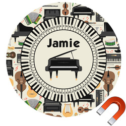 Musical Instruments Round Car Magnet - 6" (Personalized)
