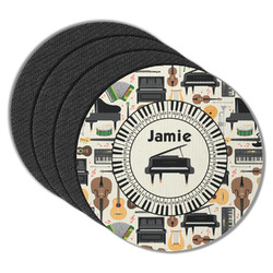 Musical Instruments Round Rubber Backed Coasters - Set of 4 (Personalized)