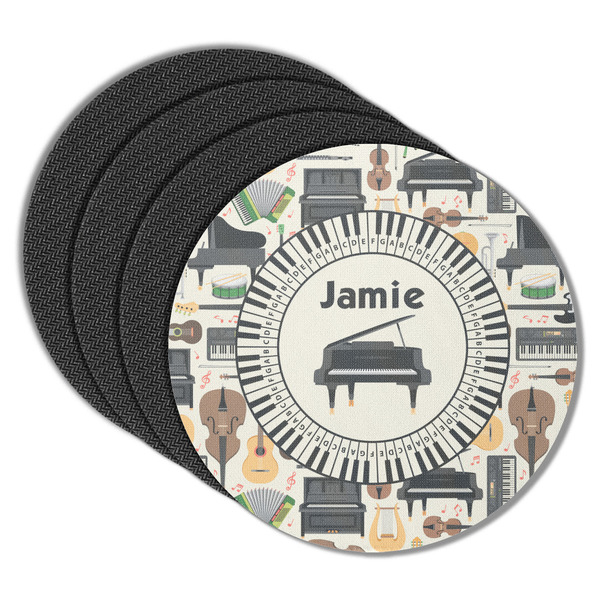 Custom Musical Instruments Round Rubber Backed Coasters - Set of 4 (Personalized)