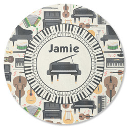 Musical Instruments Round Rubber Backed Coaster (Personalized)