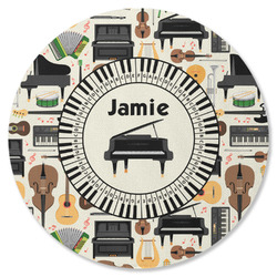 Musical Instruments Round Rubber Backed Coaster (Personalized)