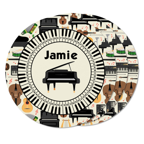 Musical Instruments Round Fridge Magnet - THREE