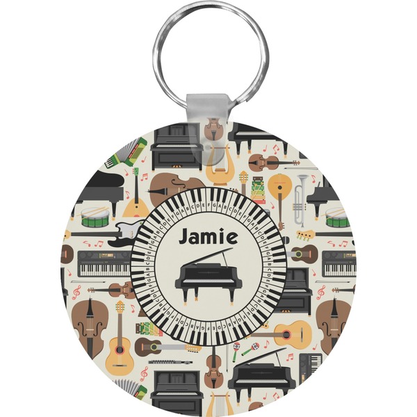 Custom Musical Instruments Round Plastic Keychain (Personalized)