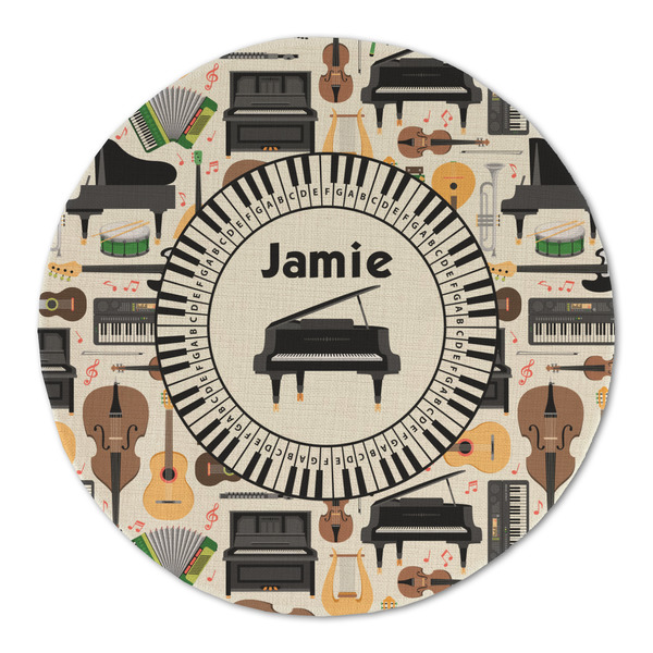 Custom Musical Instruments Round Linen Placemat - Single Sided (Personalized)