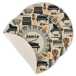 Musical Instruments Round Linen Placemat - Single Sided - Set of 4 (Personalized)