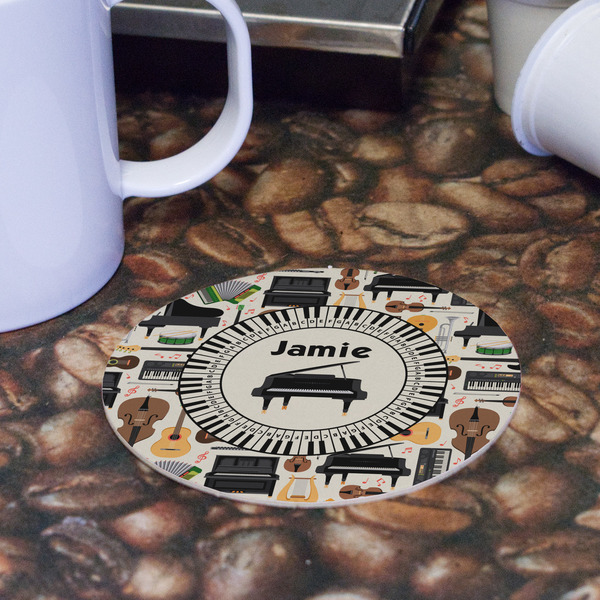 Musical Instruments Round Paper Coaster - Front