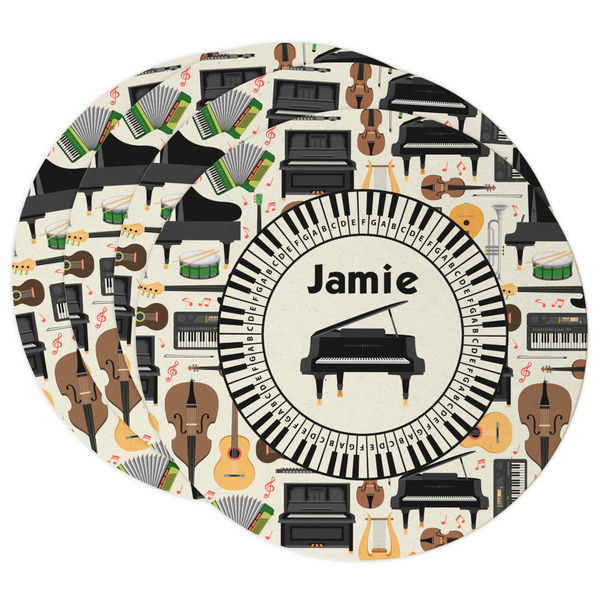 Custom Musical Instruments Round Paper Coasters w/ Name or Text