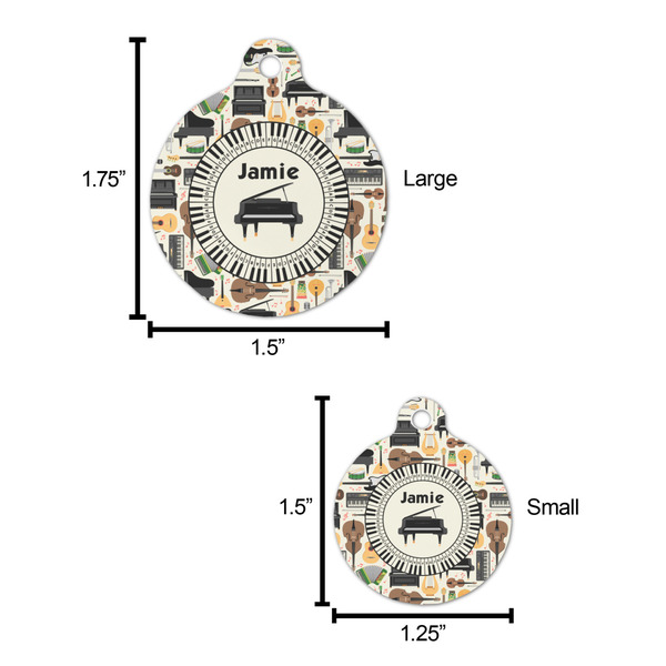 Musical Instruments Round Pet ID Tag - Large - Comparison Scale