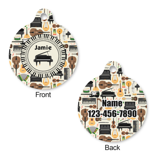 Musical Instruments Round Pet Tag - Front & Back