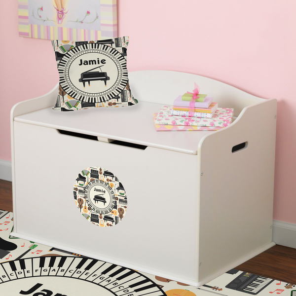 Musical Instruments Round Wall Decal on Toy Chest