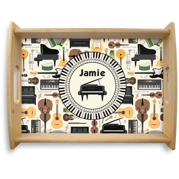 Custom Musical Instruments Natural Wooden Tray - Large (Personalized)