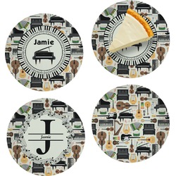 Musical Instruments Set of 4 Glass Appetizer / Dessert Plate 8" (Personalized)