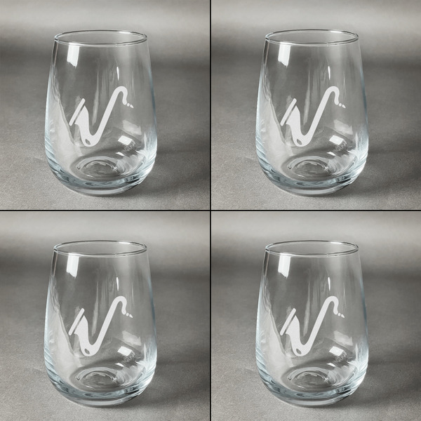 Musical Instruments Set of Four Personalized Stemless Wineglasses (Approval)