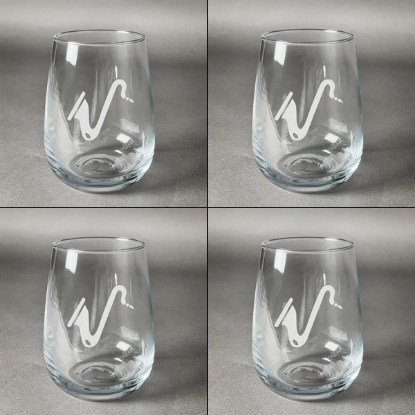 Musical Instruments Set of Four Personalized Stemless Wineglasses (Approval)
