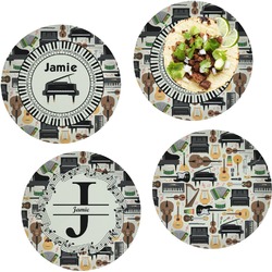 Musical Instruments Set of 4 Glass Lunch / Dinner Plate 10" (Personalized)