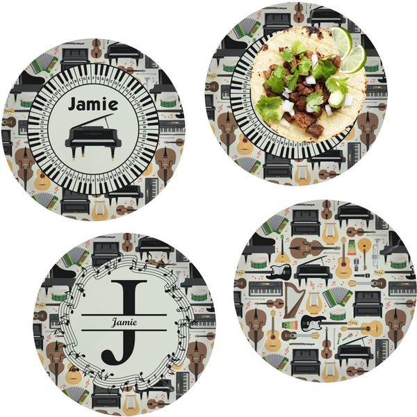 Custom Musical Instruments Set of 4 Glass Lunch / Dinner Plate 10" (Personalized)