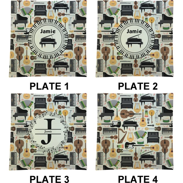 Musical Instruments Set of Square Dinner Plates (Approval)