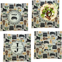 Musical Instruments Set of 4 Glass Square Lunch / Dinner Plate 9.5" (Personalized)