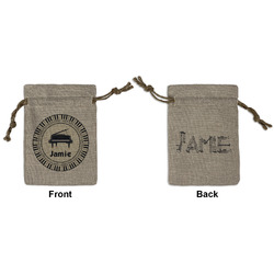 Musical Instruments Small Burlap Gift Bag - Front & Back (Personalized)
