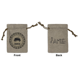 Musical Instruments Small Burlap Gift Bag - Front & Back (Personalized)