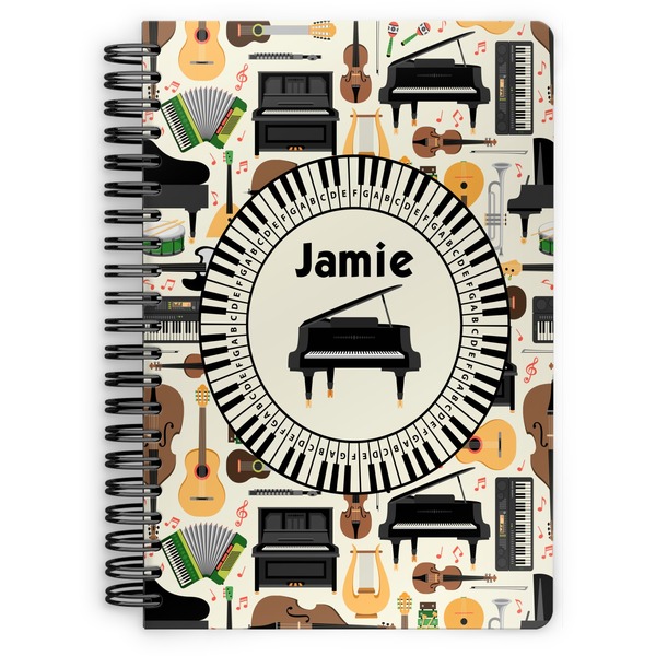 Custom Musical Instruments Spiral Notebook - 7x10 w/ Name or Text