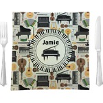 Musical Instruments 9.5" Glass Square Lunch / Dinner Plate- Single or Set of 4 (Personalized)