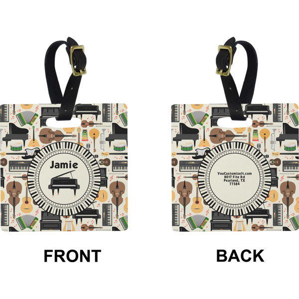 Musical Instruments Square Luggage Tag (Front + Back)