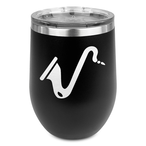 Custom Musical Instruments Stemless Stainless Steel Wine Tumbler - Black - Double Sided (Personalized)