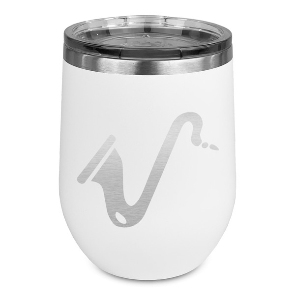 Custom Musical Instruments Stemless Stainless Steel Wine Tumbler - White - Single Sided