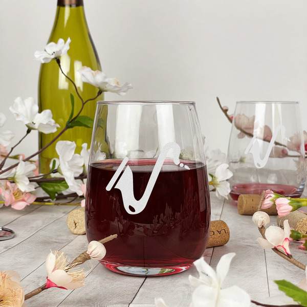 Musical Instruments Stemless Wine Glass - In Context