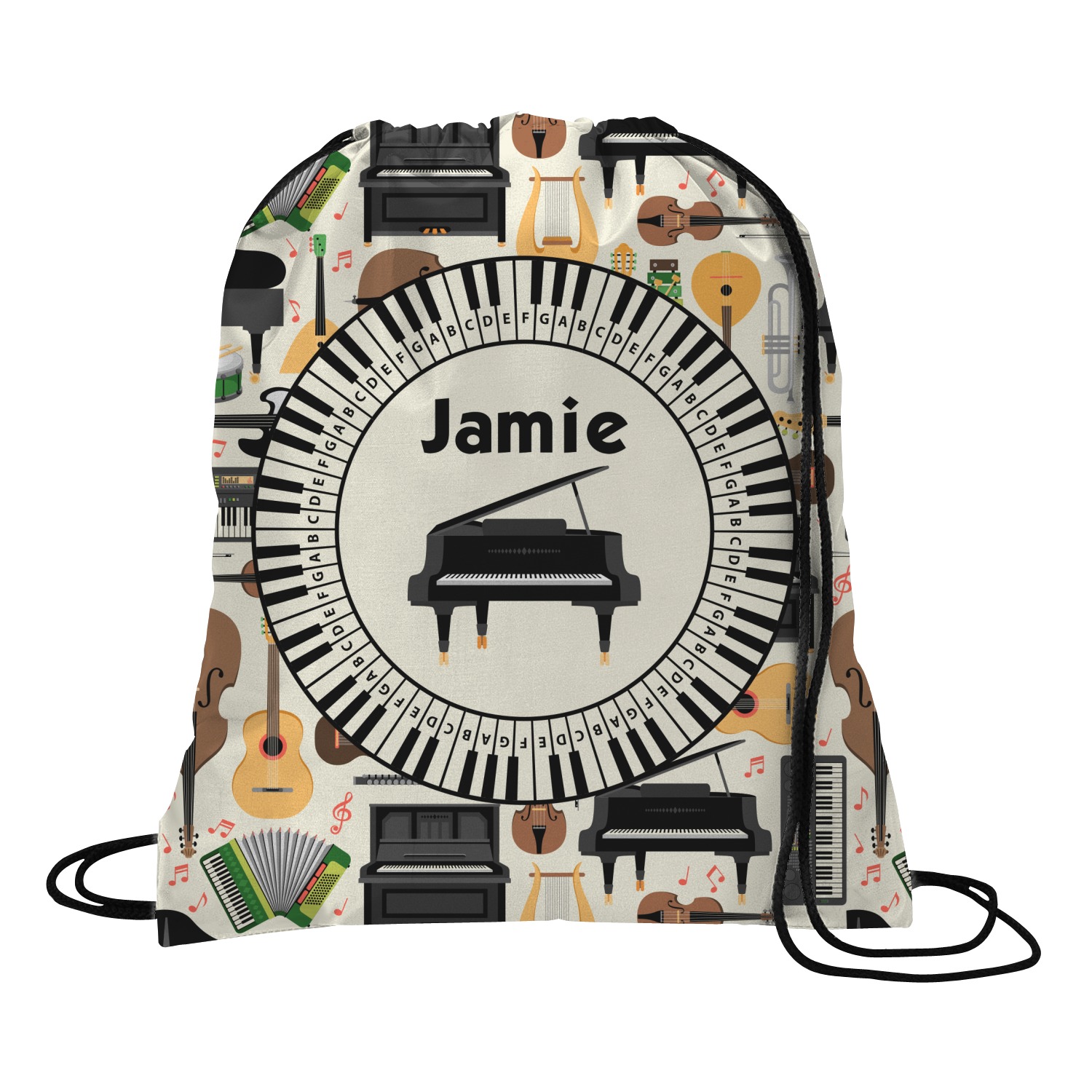 Musical Instruments Drawstring Backpack Large (Personalized