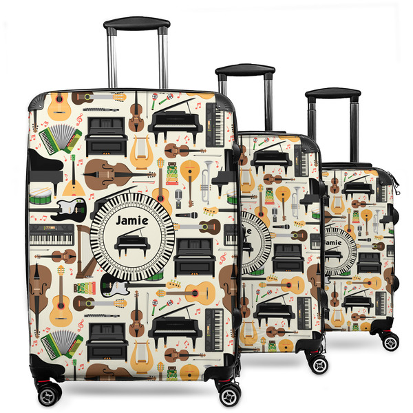 Custom Musical Instruments 3 Piece Luggage Set - 20" Carry On, 24" Medium Checked, 28" Large Checked (Personalized)