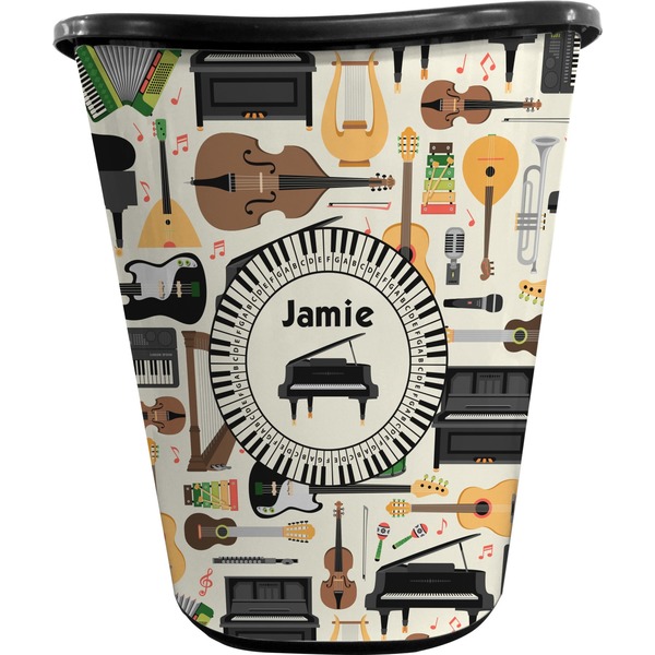 Custom Musical Instruments Waste Basket - Double Sided (Black) (Personalized)