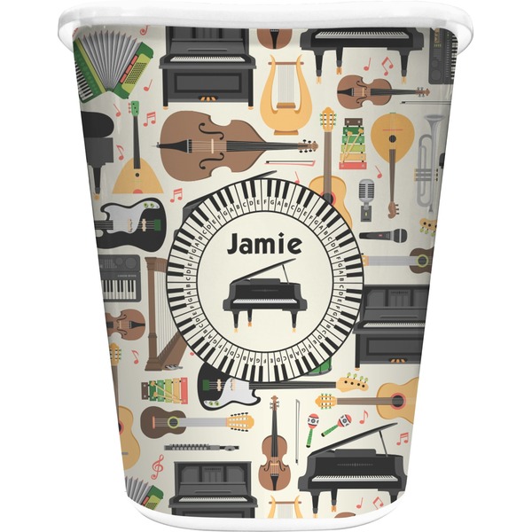 Custom Musical Instruments Waste Basket - Double Sided (White) (Personalized)