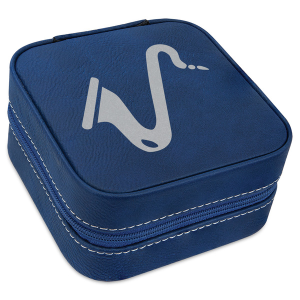 Custom Musical Instruments Travel Jewelry Box - Navy Blue Leather