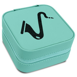 Musical Instruments Travel Jewelry Box - Teal Leather