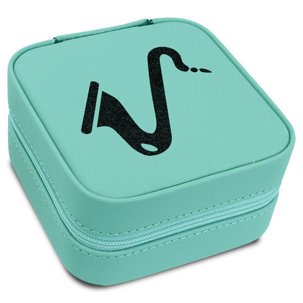 Custom Musical Instruments Travel Jewelry Box - Teal Leather