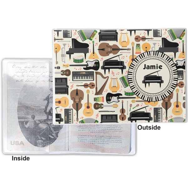 Musical Instruments Vinyl Passport Holder - Flat Front and Back